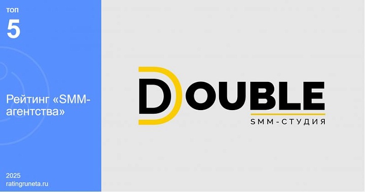 DOUBLE достигло значимого результата, войдя в пятерку лучших SMM-агентств России по версии Рейтинга Рунета
